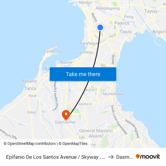 Epifanio De Los Santos Avenue / Skyway , Lungsod Ng Makati, Manila to Dasmariñas map