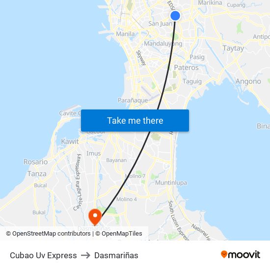 Cubao Uv Express to Dasmariñas map