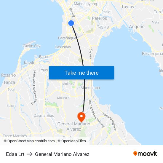 Edsa Lrt to General Mariano Alvarez map