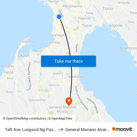 Taft Ave, Lungsod Ng Pasay to General Mariano Alvarez map