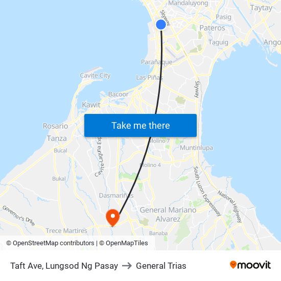 Taft Ave, Lungsod Ng Pasay to General Trias map