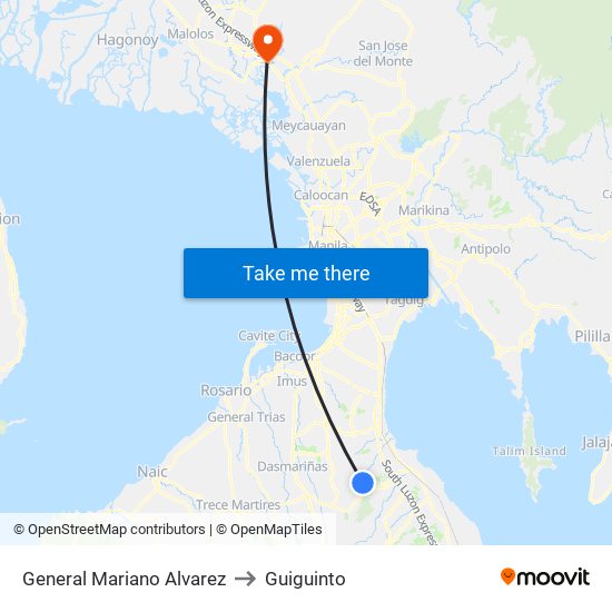 General Mariano Alvarez to Guiguinto map