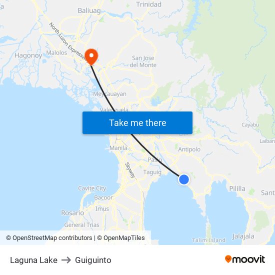 Laguna Lake to Guiguinto map