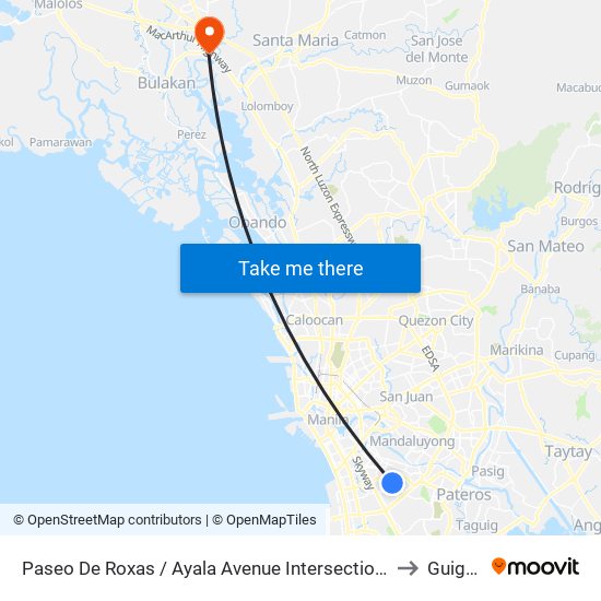 Paseo De Roxas / Ayala Avenue Intersection, Makati City, Manila to Guiguinto map