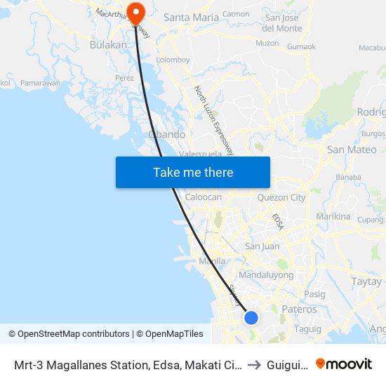 Mrt-3 Magallanes Station, Edsa, Makati City, Manila to Guiguinto map