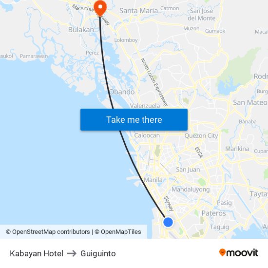 Kabayan Hotel to Guiguinto map