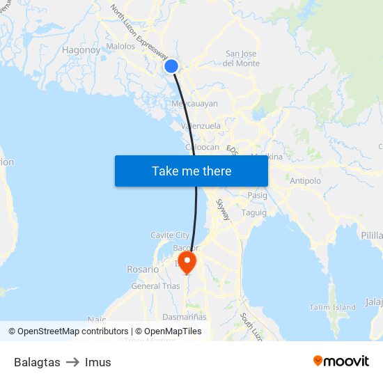 Balagtas to Imus map