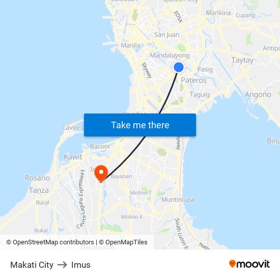 Makati City to Imus map