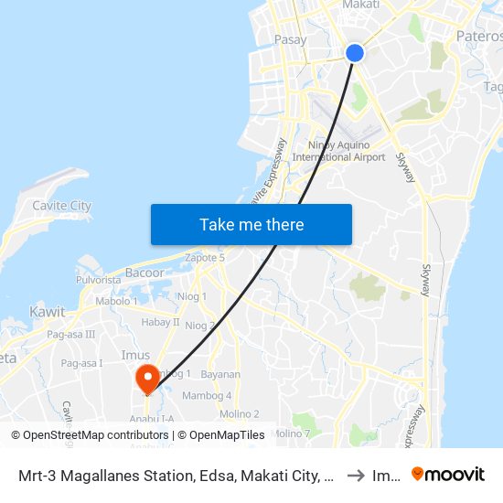 Mrt-3 Magallanes Station, Edsa, Makati City, Manila to Imus map