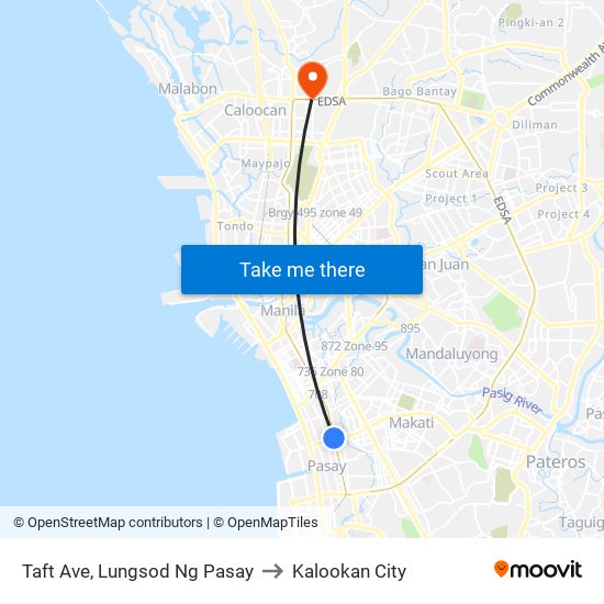 Taft Ave, Lungsod Ng Pasay to Kalookan City map