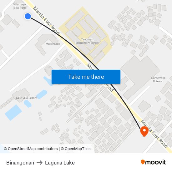 Binangonan to Laguna Lake map