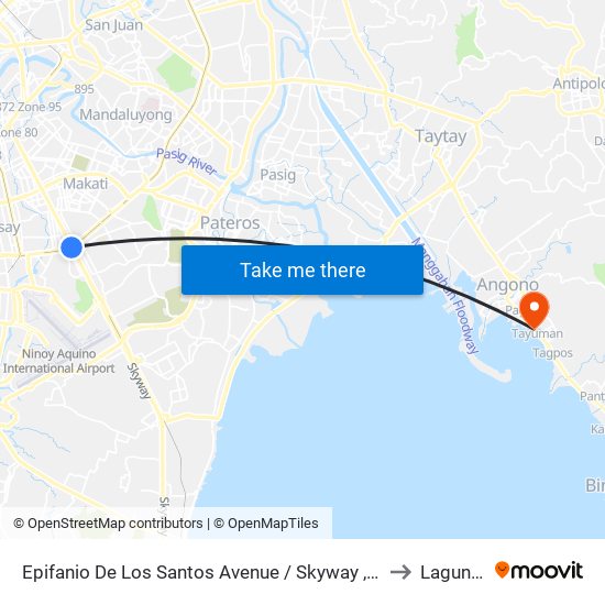 Epifanio De Los Santos Avenue / Skyway , Lungsod Ng Makati, Manila to Laguna Lake map