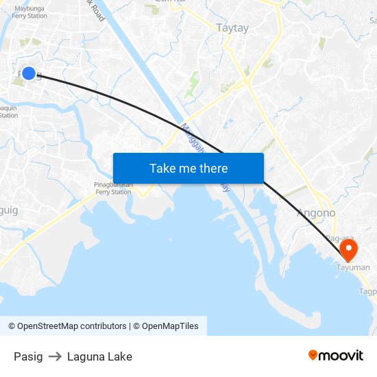 Pasig to Laguna Lake map