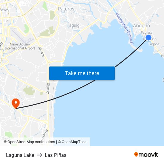 Laguna Lake to Las Piñas map