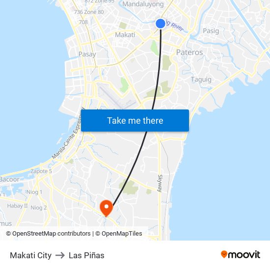 Makati City to Las Piñas map