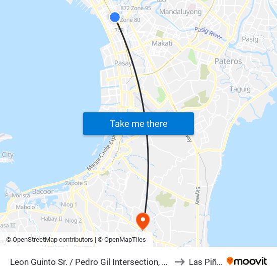 Leon Guinto Sr. / Pedro Gil Intersection, Manila to Las Piñas map