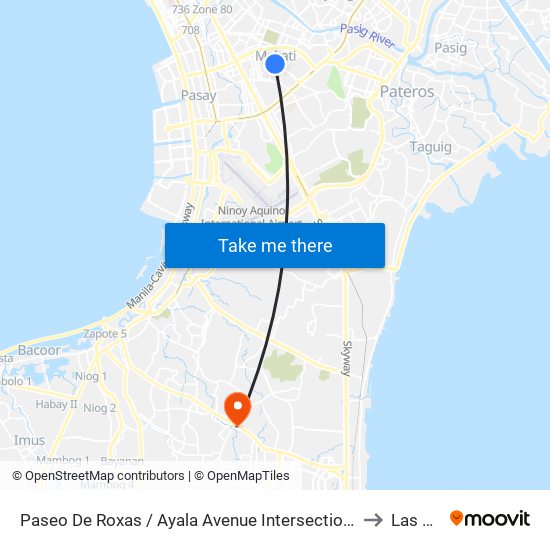 Paseo De Roxas / Ayala Avenue Intersection, Makati City, Manila to Las Piñas map