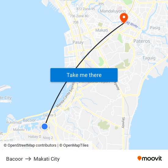 Bacoor to Makati City map