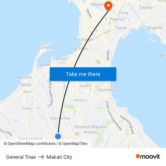 General Trias to Makati City map