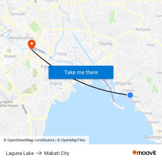 Laguna Lake to Makati City map