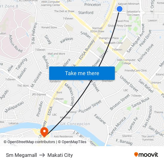 Sm Megamall to Makati City map