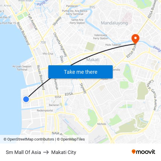 Sm Mall Of Asia to Makati City map