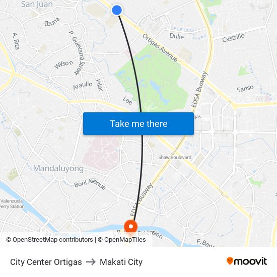 City Center Ortigas to Makati City map