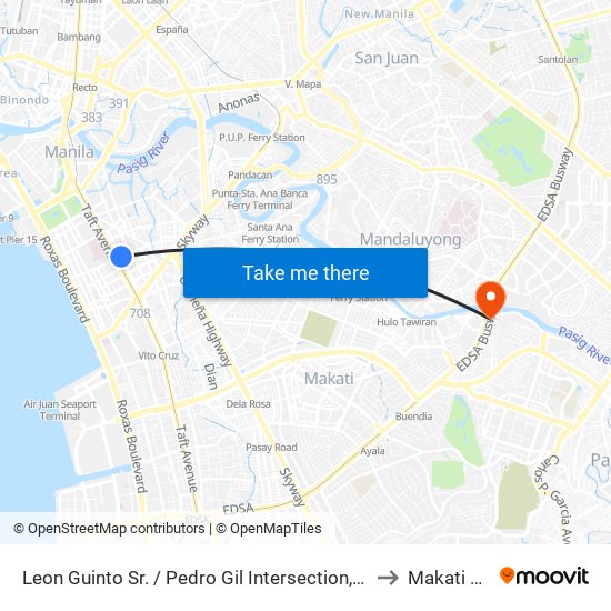 Leon Guinto Sr. / Pedro Gil Intersection, Manila to Makati City map
