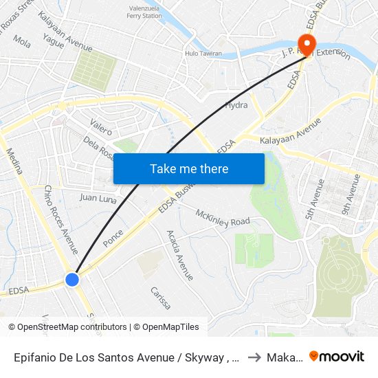Epifanio De Los Santos Avenue / Skyway , Lungsod Ng Makati, Manila to Makati City map