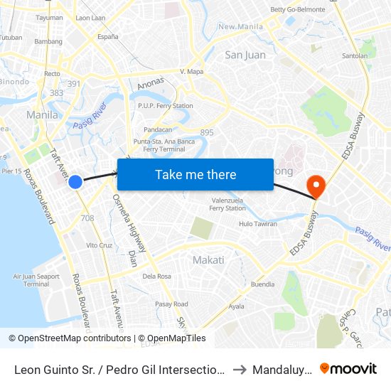 Leon Guinto Sr. / Pedro Gil Intersection, Manila to Mandaluyong map