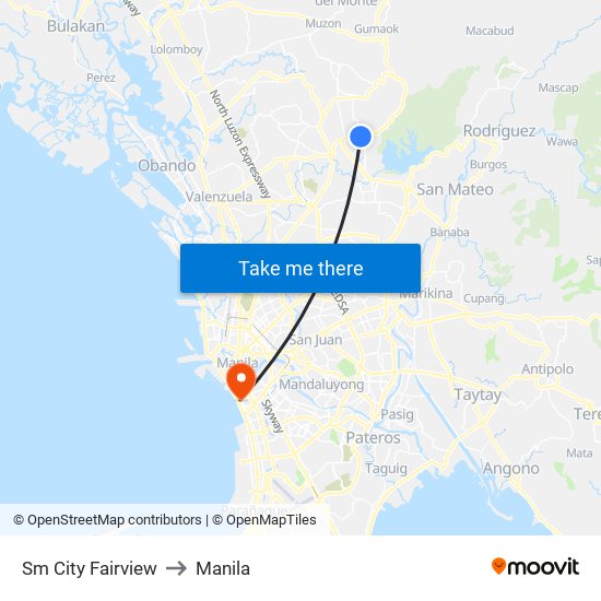 Sm City Fairview to Manila map
