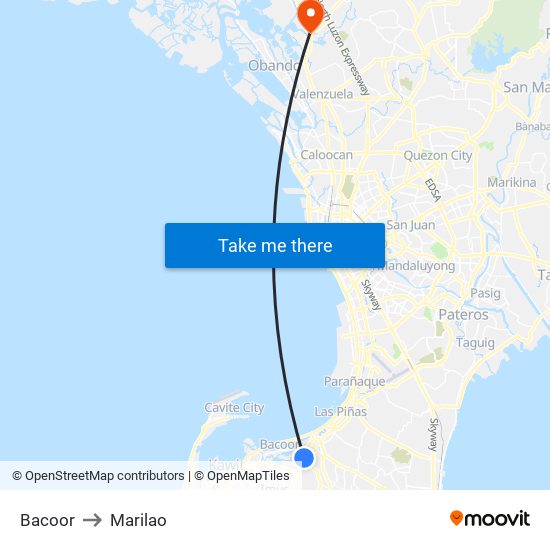 Bacoor to Marilao map