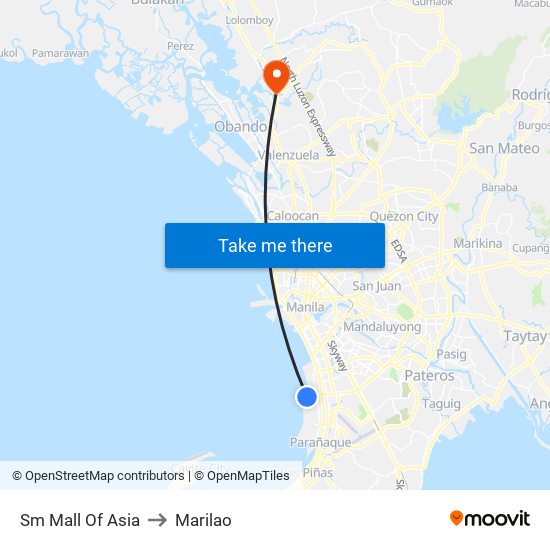 Sm Mall Of Asia to Marilao map