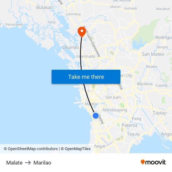Malate to Marilao map