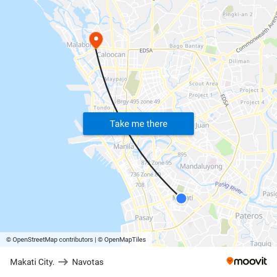 Makati City. to Navotas map