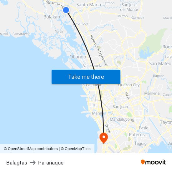 Balagtas to Parañaque map