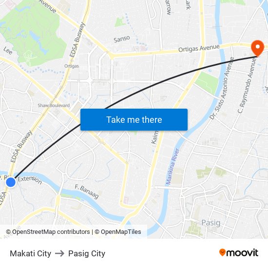 Makati City to Pasig City map