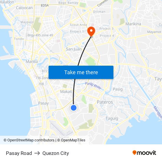 Pasay Road to Quezon City map