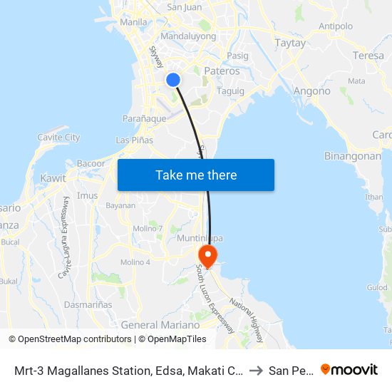 Mrt-3 Magallanes Station, Edsa, Makati City, Manila to San Pedro map