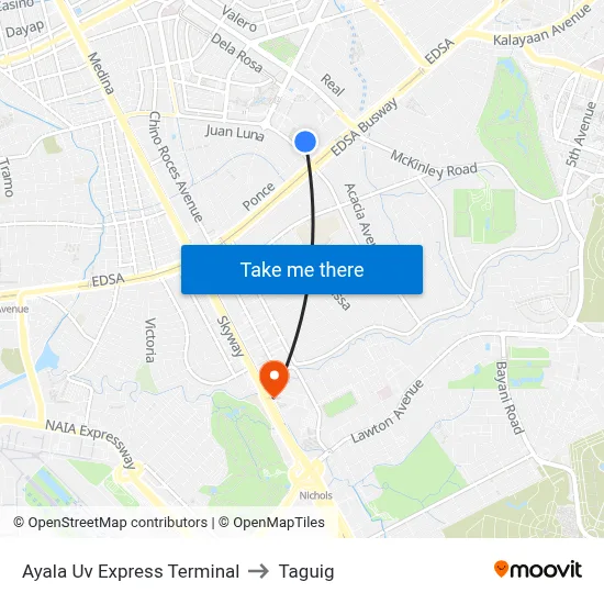 Ayala Uv Express Terminal to Taguig map