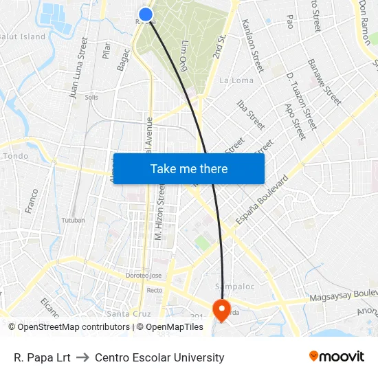 R. Papa Lrt to Centro Escolar University map