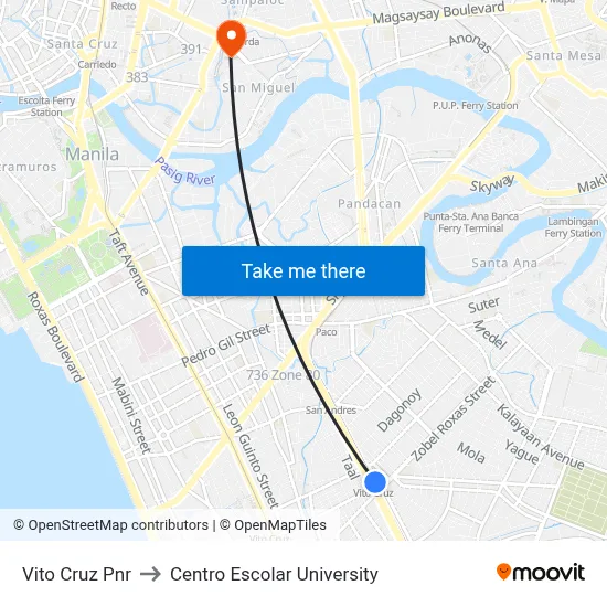 Vito Cruz Pnr to Centro Escolar University map