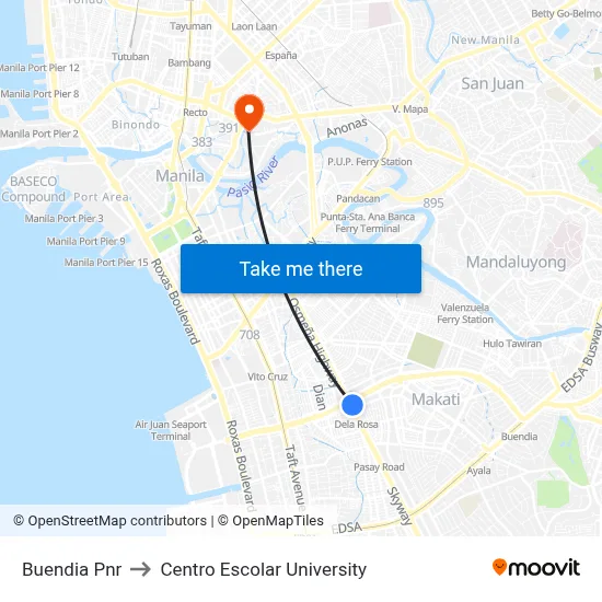 Buendia Pnr to Centro Escolar University map