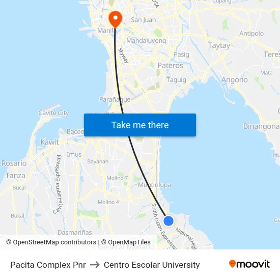 Pacita Complex Pnr to Centro Escolar University map