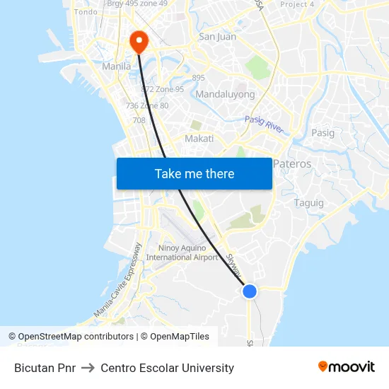 Bicutan Pnr to Centro Escolar University map