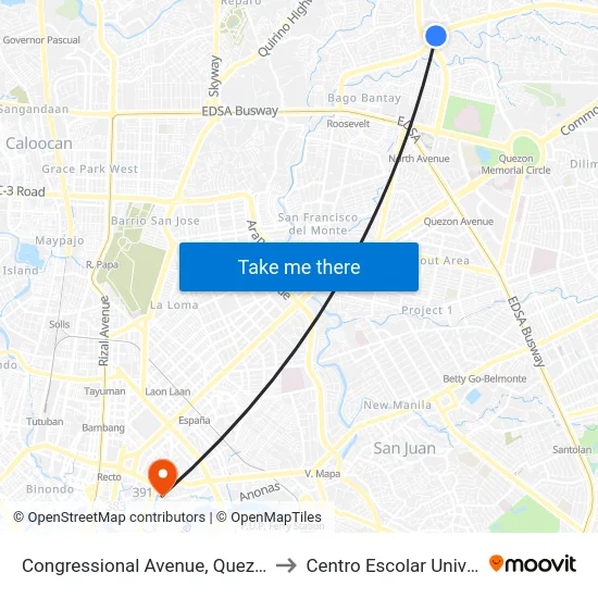 Congressional Avenue, Quezon City to Centro Escolar University map