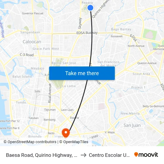 Baesa Road, Quirino Highway, Quezon City to Centro Escolar University map