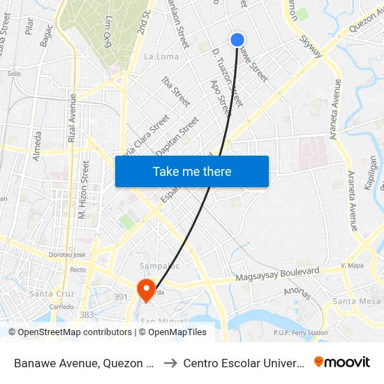 Banawe Avenue, Quezon City to Centro Escolar University map