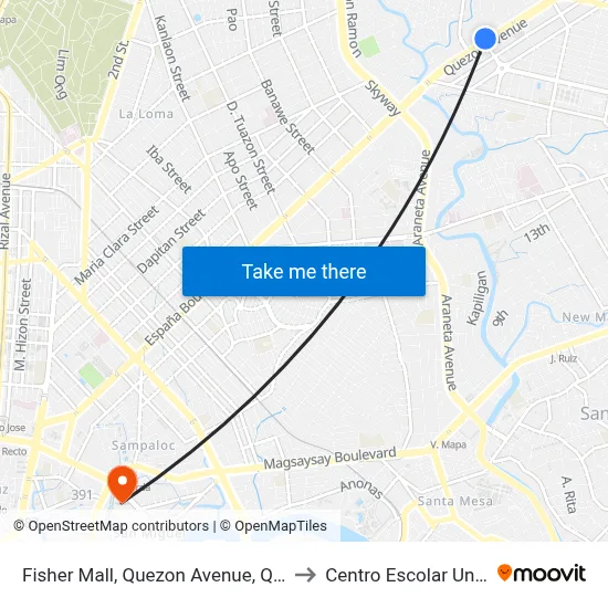 Fisher Mall, Quezon Avenue, Quezon City to Centro Escolar University map