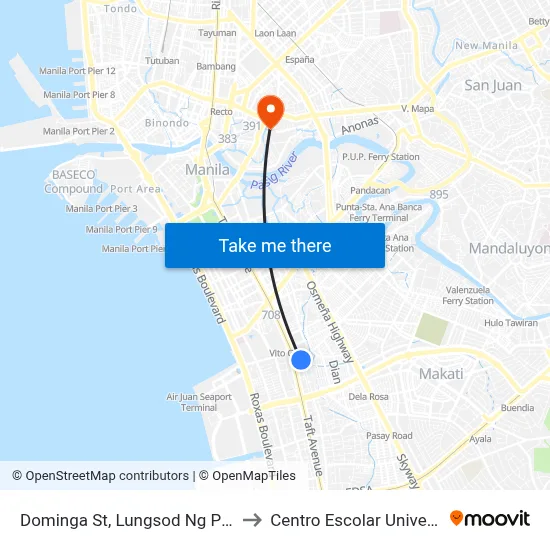 Dominga St, Lungsod Ng Pasay to Centro Escolar University map